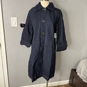 Old Navy Long Denim Barn Coat, Dark Wash, S Petite 790480